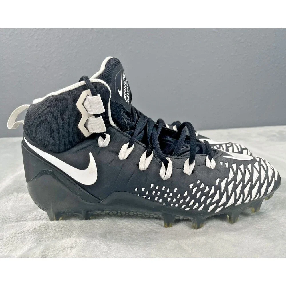 Nike Force Savage Pro Black White Mens 8W Football Cleats Hightop